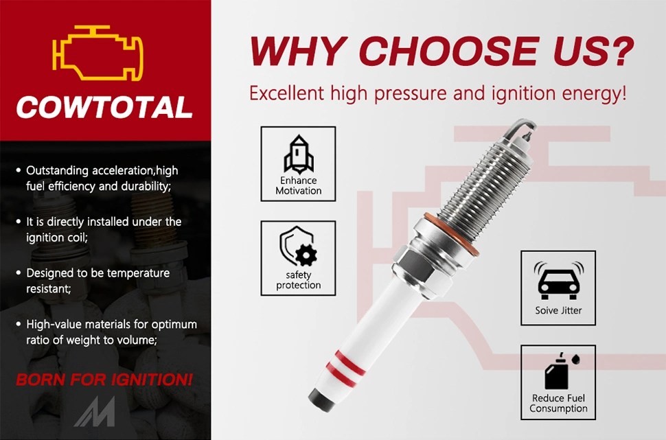 Cowtotal Factory Auto Resistor Iridium Platinum Bujias Spark Plugs for Denso Toyota Hyundai for Mazda Ford Renault Peugeot Nissan