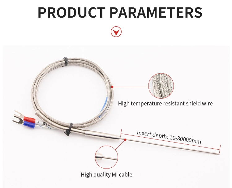 Flexibility High Pressure Resistance K-Type Screw Thermocouple Mi Cable Armored Thermocouple Wrnk-191 PT100/J/T/E/N Temperature Sensor Probe